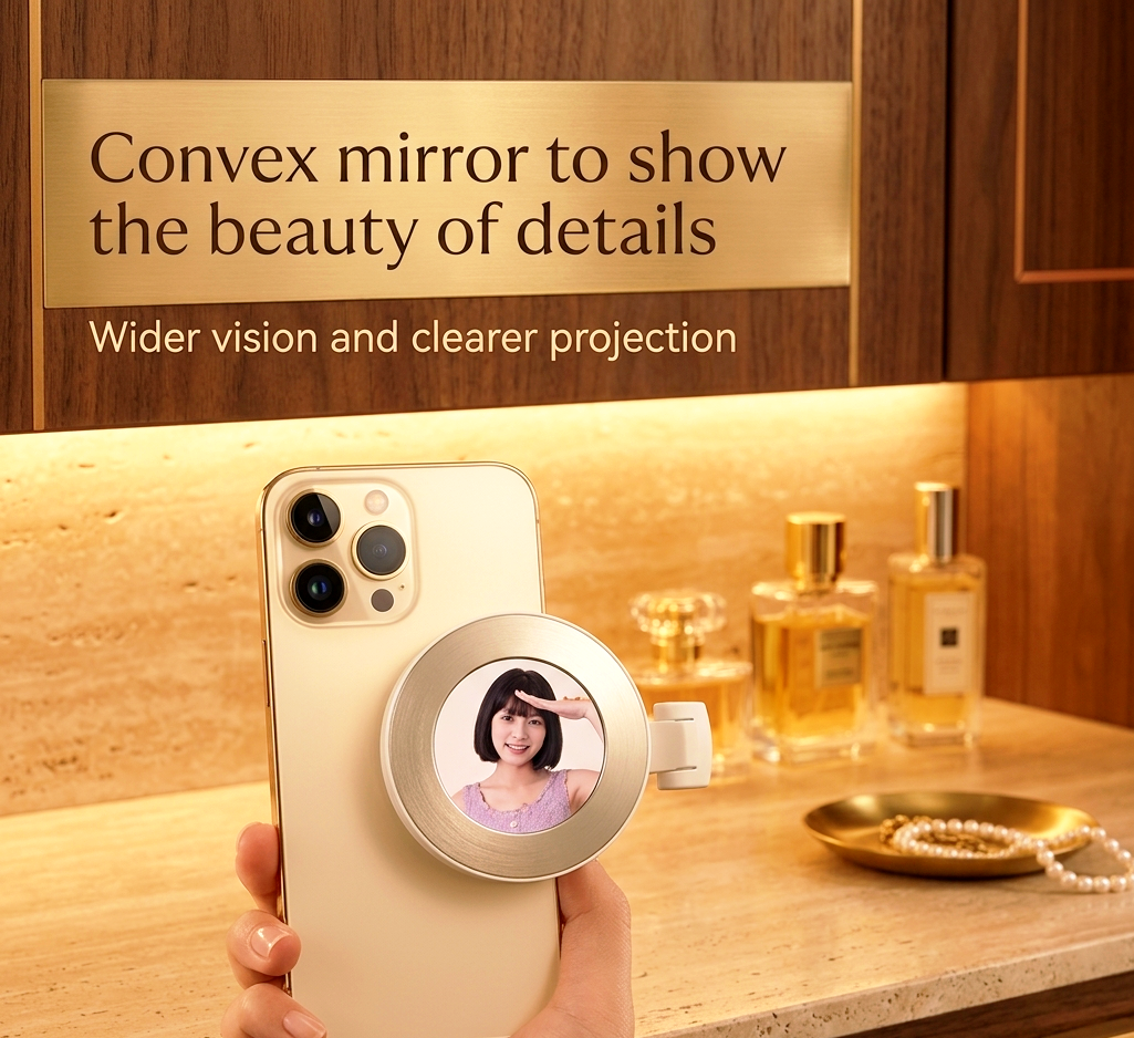 Selfie Glow Mirror – Portable LED Makeup Mirror with Adjustable Brightness & USB Charging