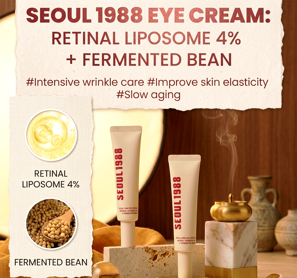 Seoul 1988 Retinal Liposome- Eye Cream (30ml) – Anti-Aging K-Beauty Eye Treatment with Fermented Bean Extract for Dark Circles, Fine Lines, and Puffiness – Firming & Brightening Korean Skincare