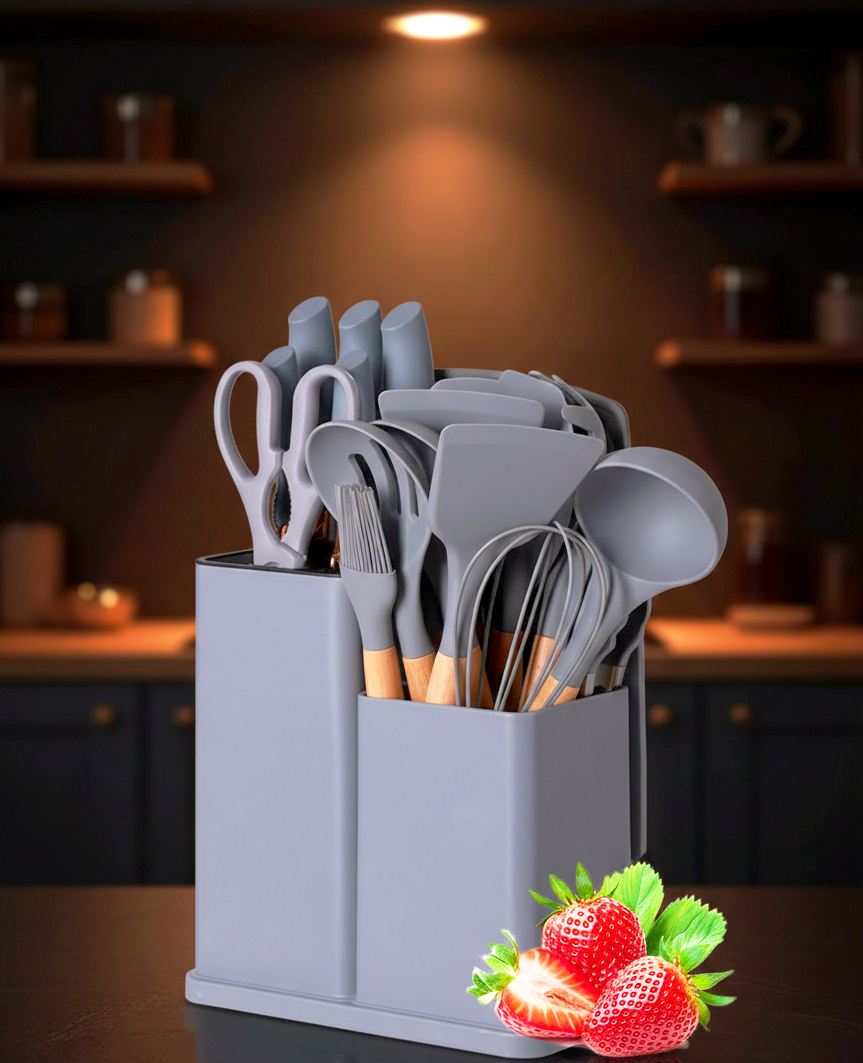 Premium Heat - Resistant Silicone Kitchen Utensils Cooking Set - 19 Pcs