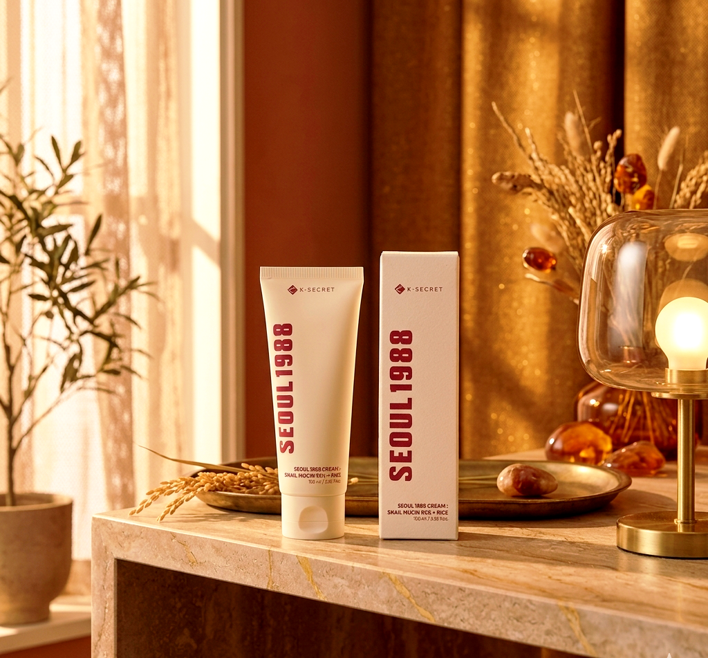 K-SECRET Seoul 1988 Cream: 93% Snail Mucin & Rice Brightening Moisturizer (100ml)