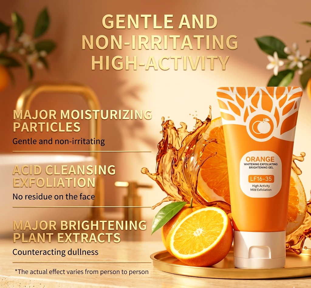 Orange Brightening Exfoliating Gel - Facial Peeling & Whitening Face Scrub with Orange Extract 100g
