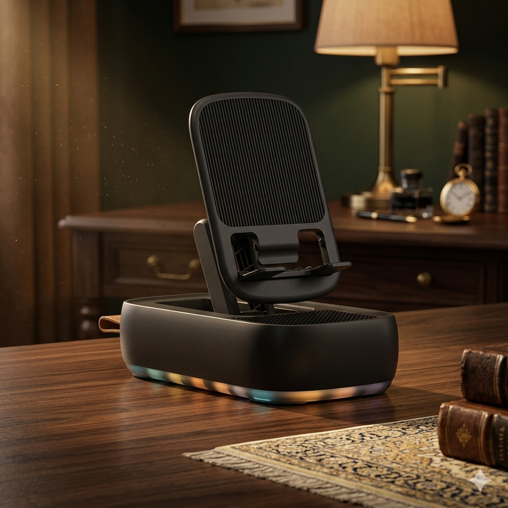 Wireless Bluetooth Speaker Phone Stand – 40.5W High-Power HD Audio Mobile Holder with LED Lights, USB & TF Card Support