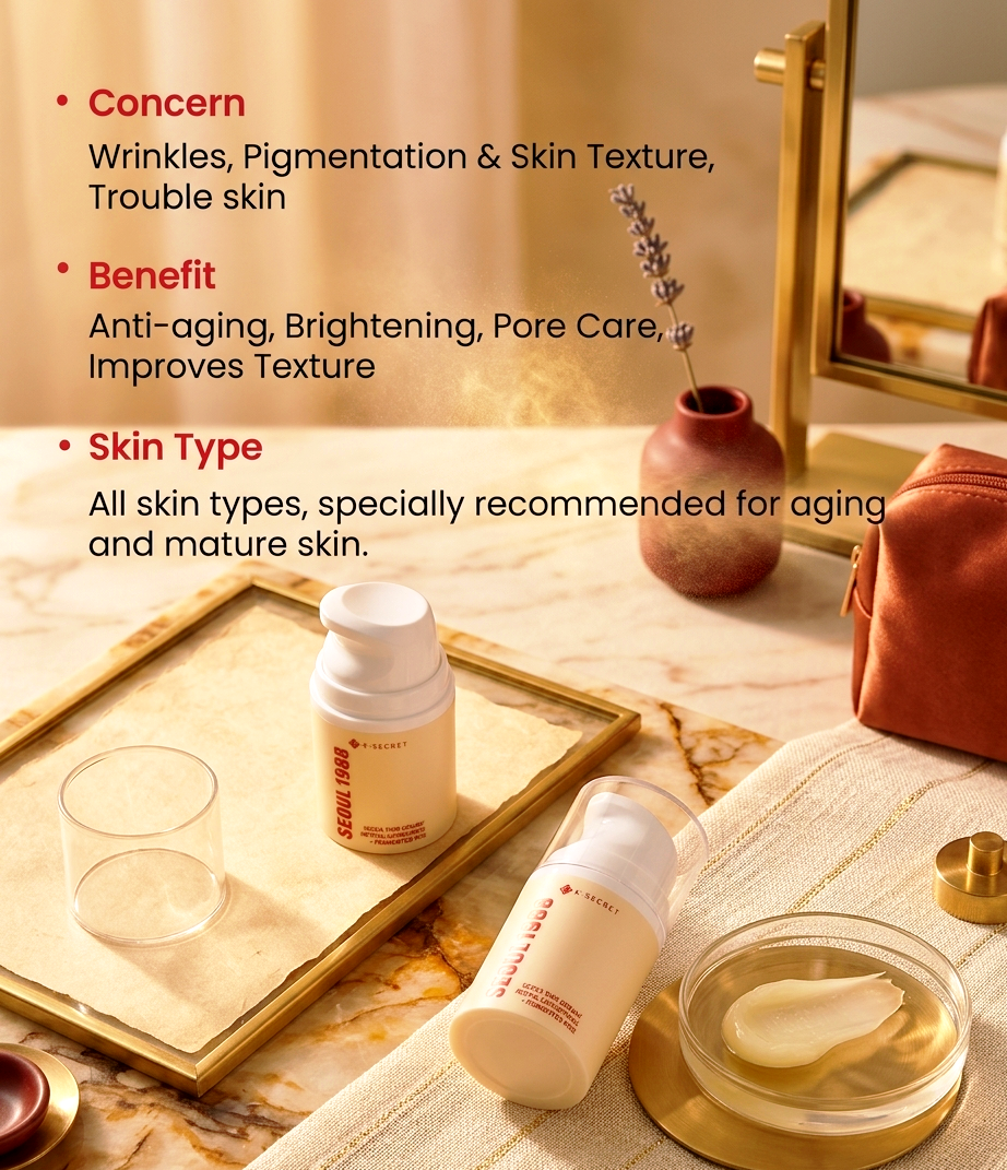 K-SECRET Seoul 1988 Cream: 1% Retinal Liposome & Fermented Rice Anti-Aging Moisturizer (50ml)