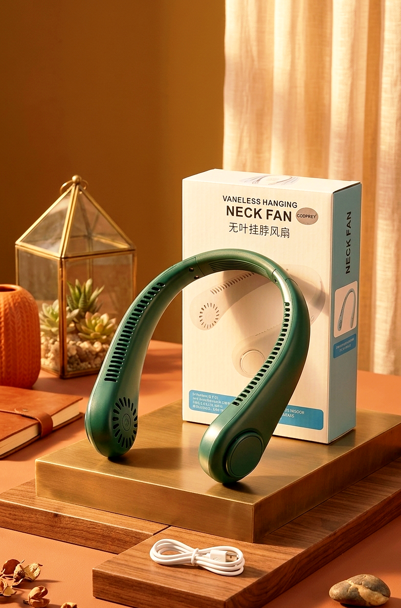 Portable Bladeless Neck Fan – 360° Airflow, 42 Air Outlets, Rechargeable Hands-Free Wearable Fan for Gym, Travel & Outdoor Use