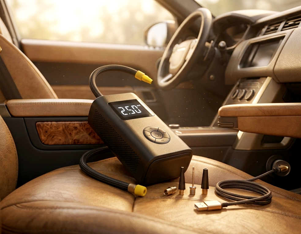 Smart Display Portable Air Compressor - Digital Tire Inflator with USB Rechargeable Battery and Auto Shut-Off