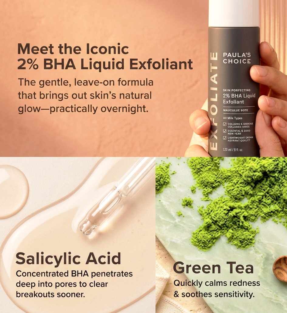 Paula's Choice Skin Perfecting 2% BHA Facial Liquid Exfoliant Toner For Men - Women 118ml