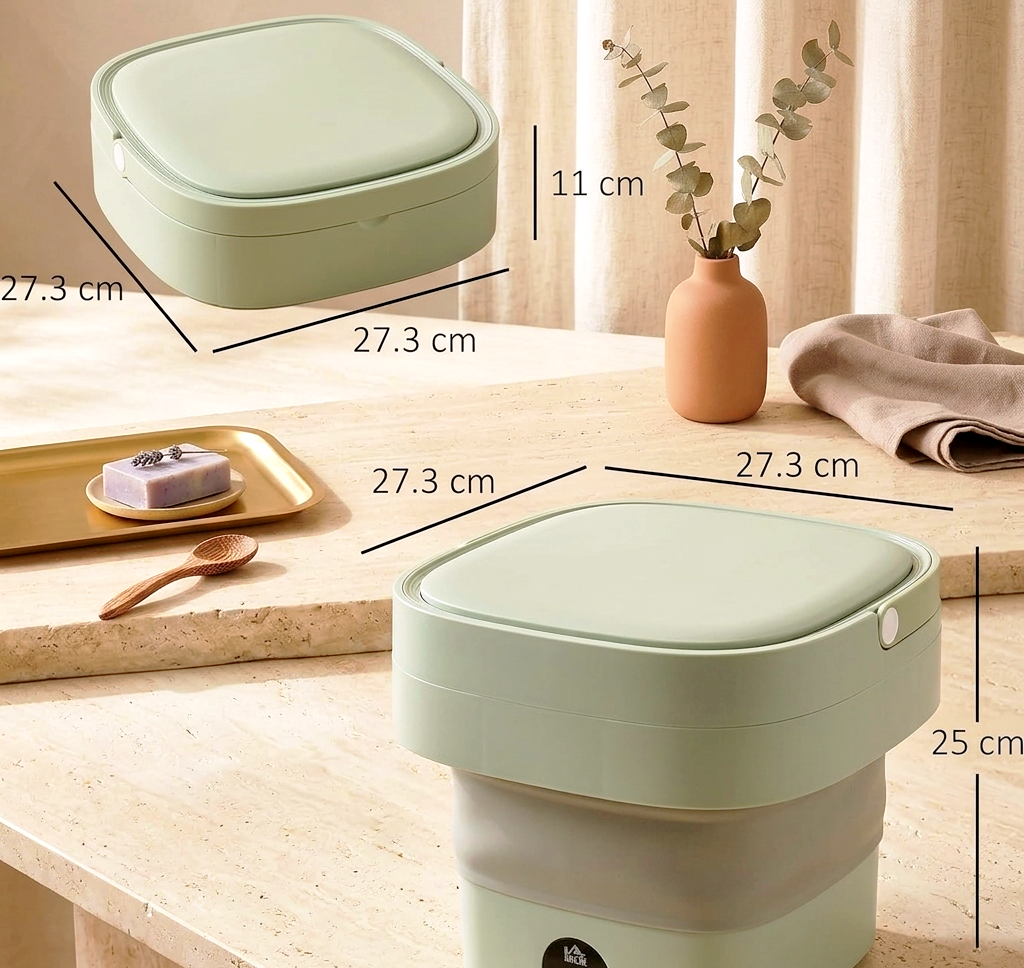 Portable Mini Washing Machine & Foldable Dryer All-in-One: Compact Top-Loading Washer with Spin Dry & Storage Basket for Baby Clothes, Delicates, and Small Spaces