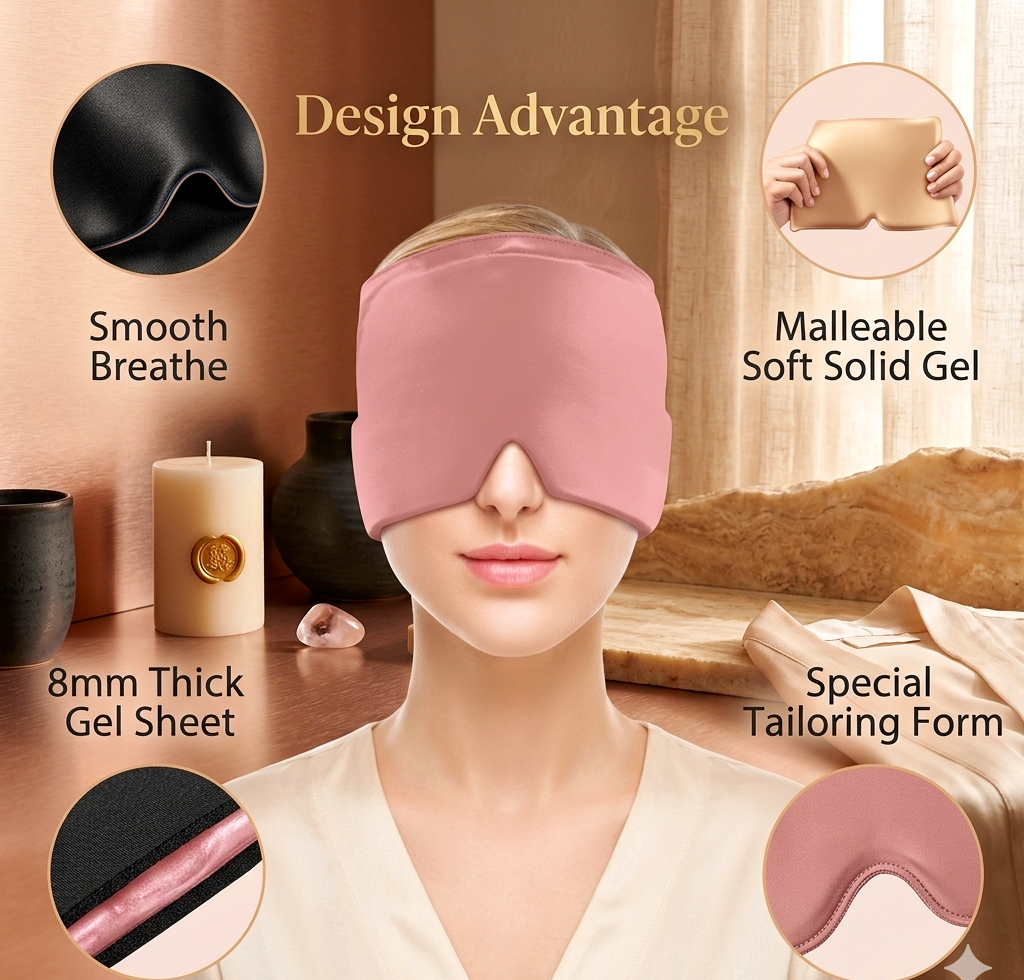 Migraine Relief Cap - Hot & Cold Therapy Headache Ice Wrap for Tension, Sinus, and Stress Relief
