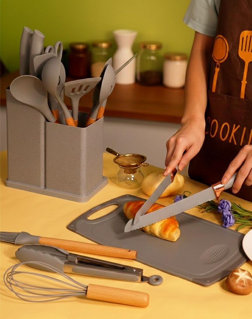 Premium Heat - Resistant Silicone Kitchen Utensils Cooking Set - 19 Pcs