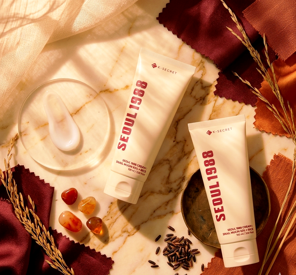K-SECRET Seoul 1988 Cream: 93% Snail Mucin & Rice Brightening Moisturizer (100ml)