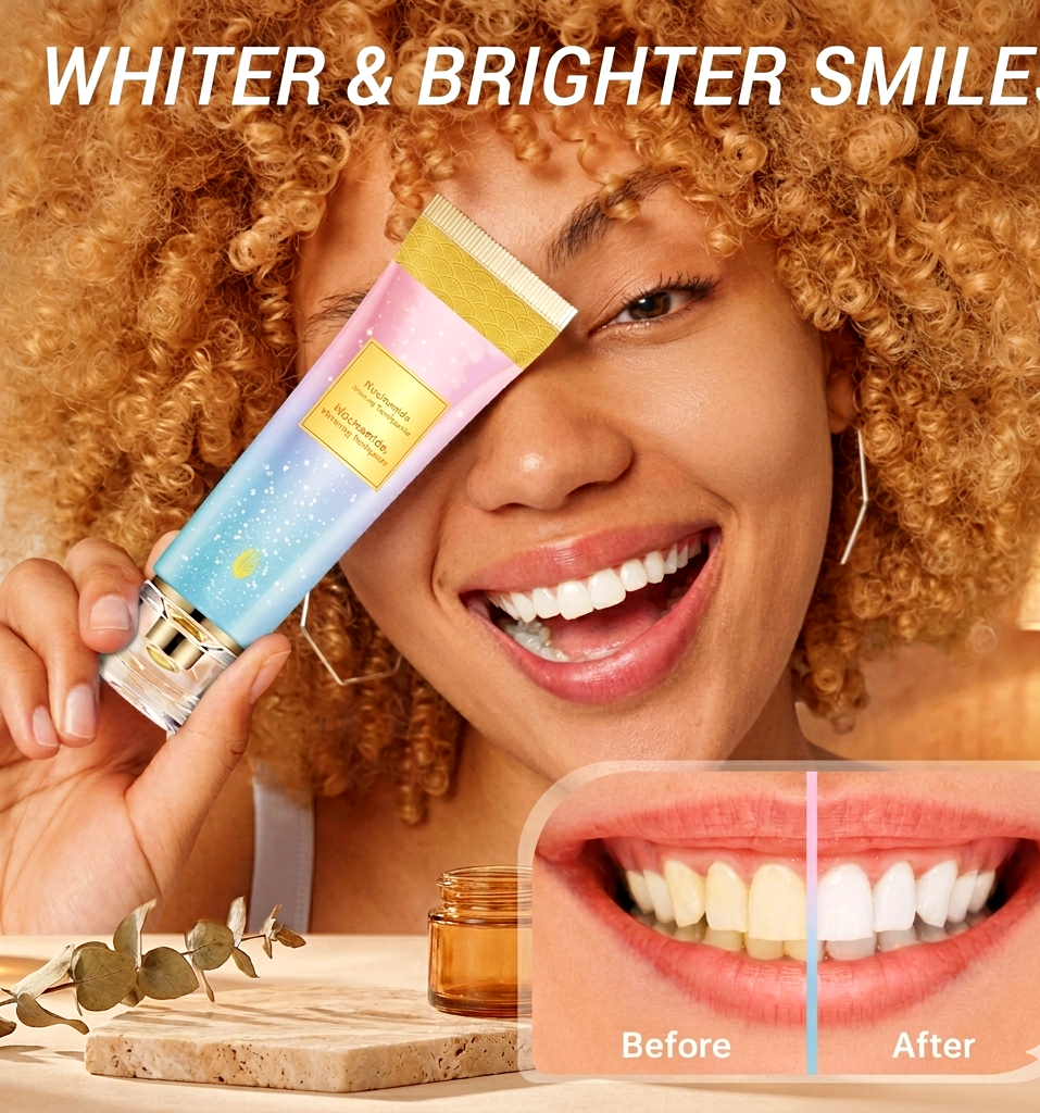 Niacinamide Whitening Toothpaste for Sensitive Teeth - Stain Remover with Calcium Carbonate & Hydrated Silica for Enamel Repair and Fresh Breath 100g