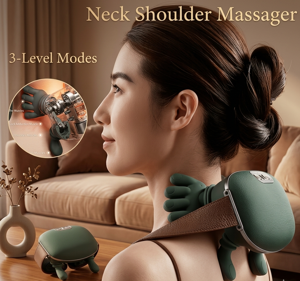Dual-Palm Kneading Shoulder & Neck Massager – Portable 5V Deep Tissue Relaxer