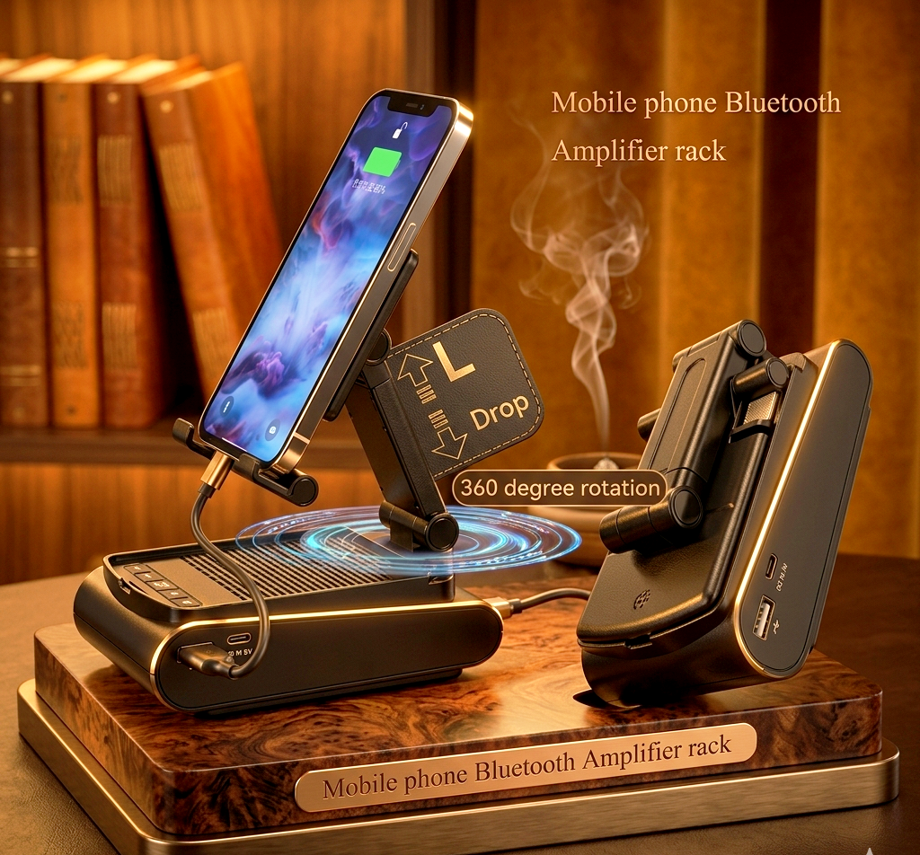 Wireless Bluetooth Speaker Phone Stand – 40.5W High-Power HD Audio Mobile Holder with LED Lights, USB & TF Card Support